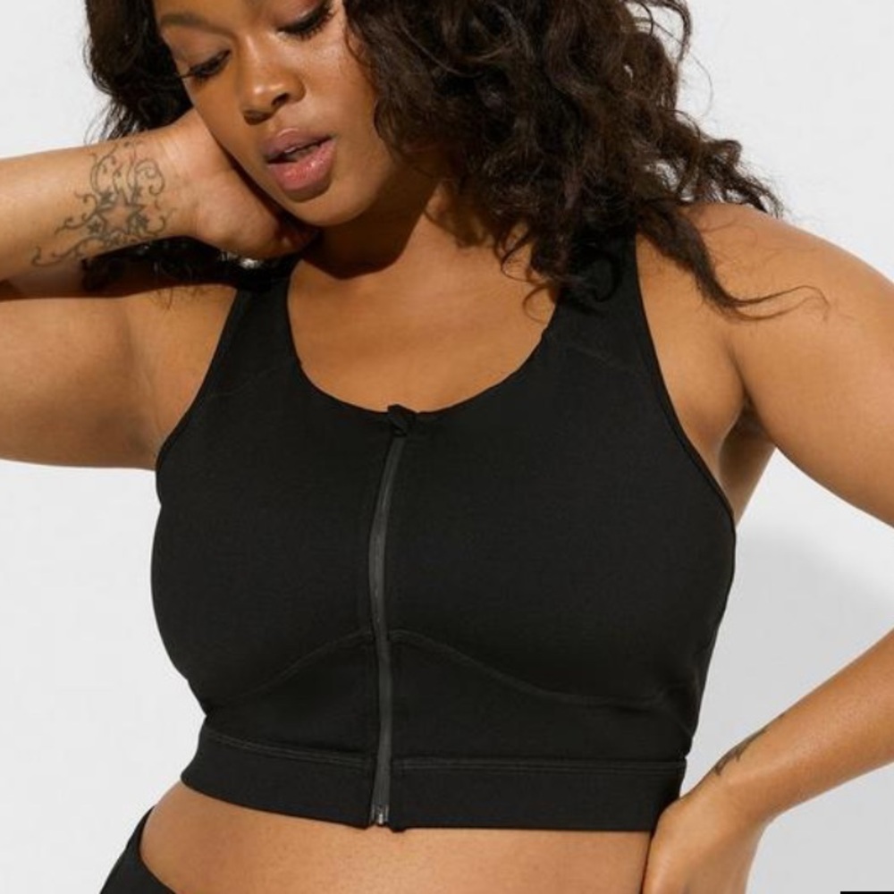 Torrid Black Zip-Front Sports Bra